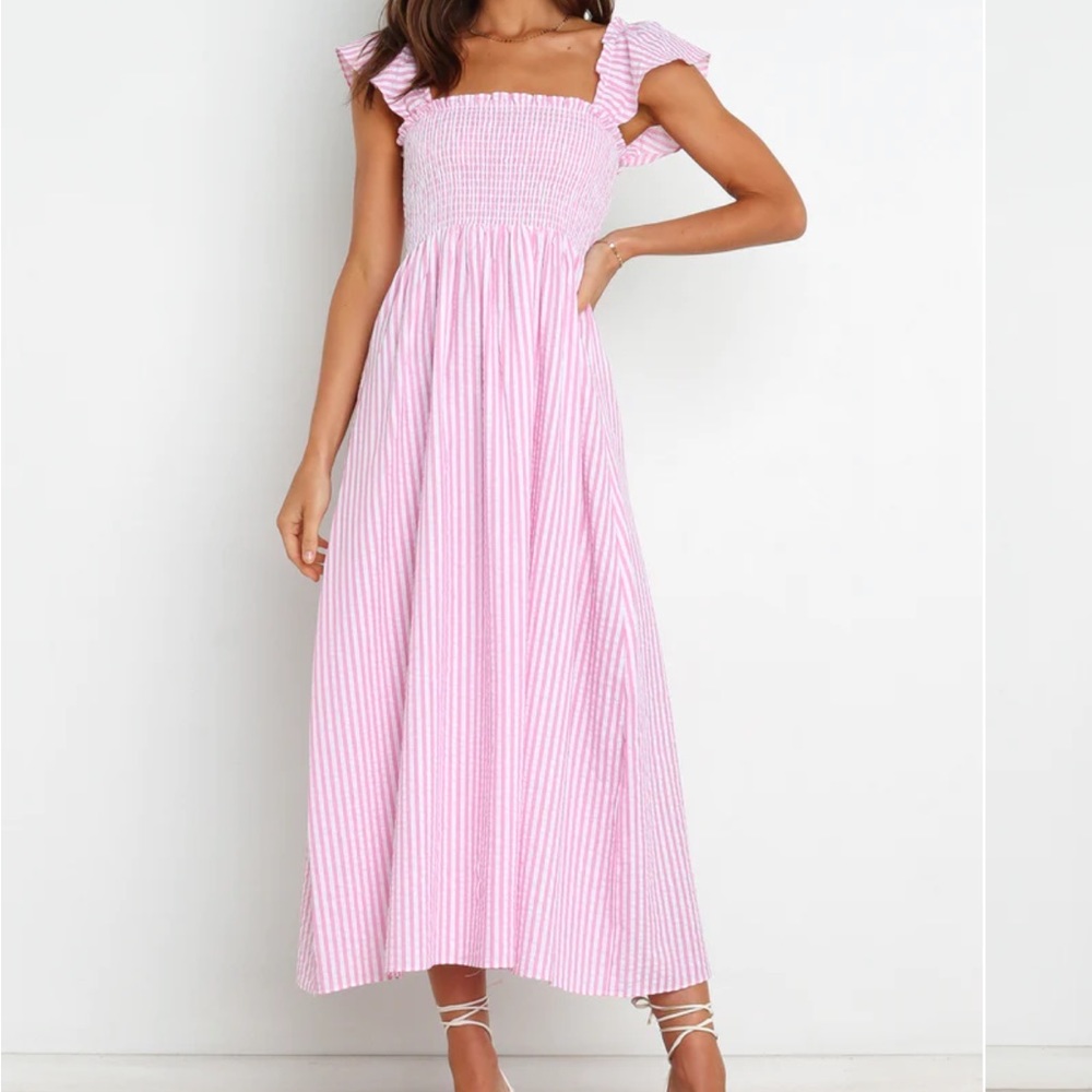 petal and pup pink midi dress